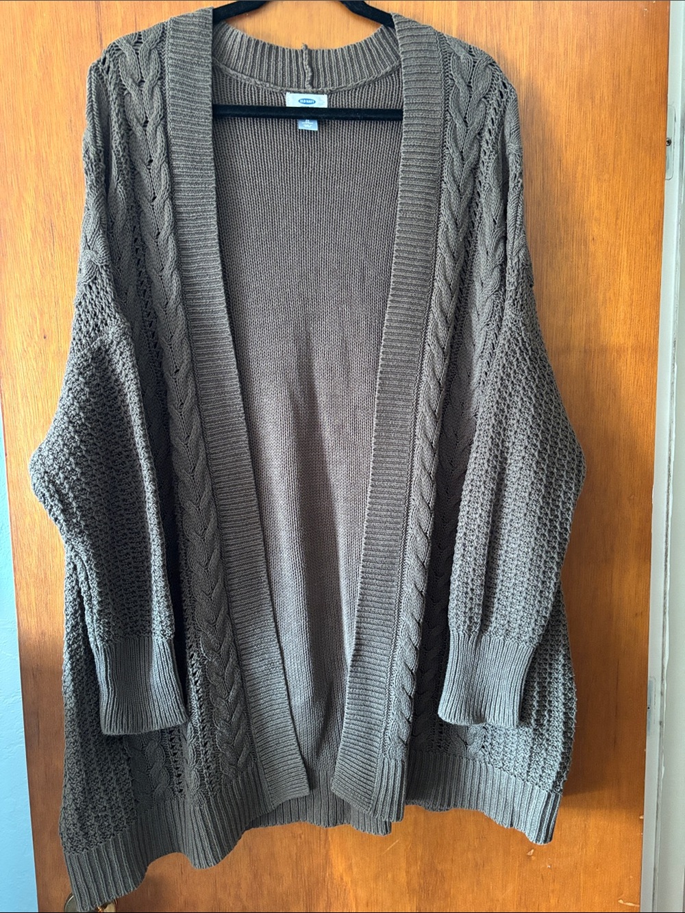 Old Navy Chunky Cable Knit Open-Front Cardigan - Olive Green